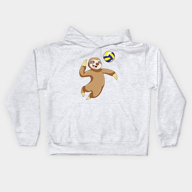 Sloth as Volleyball player with Volleyball Kids Hoodie by Markus Schnabel